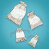 12-Pack Medium Linen Burlap & Organza Gift Bags w. Drawstrings (5x7 in, Beige / Silver Polka) - Party Favors, Presents, Samples & Treats Mesh Pouch by The Display Guys view 4