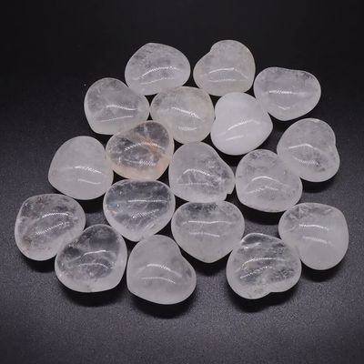 HXSCOO 5Pc/Set Natural Heart Shaped Rose Quartz 7 Chakras Energy Healing Gemstone Home Decor Loose Bead for Making Accessories 40 * 35MM (Color : Clear Quartz)