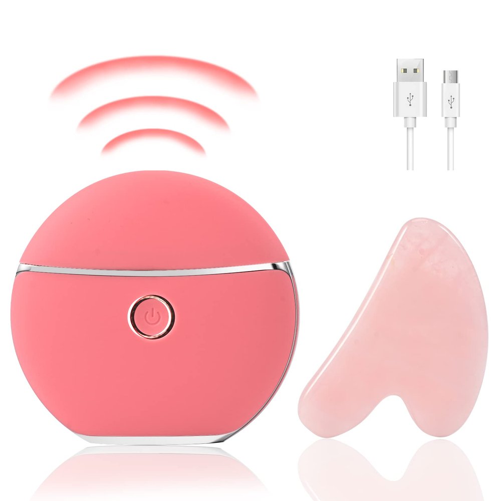 Electric Gua sha with Manually Gua Sha, Facial Body Sculpting Gua Sha Massager Anti Aging Facial Beauty Instrument Scraping Massage Beauty Scraping Instrument Hand Scraping Tools (Pink)