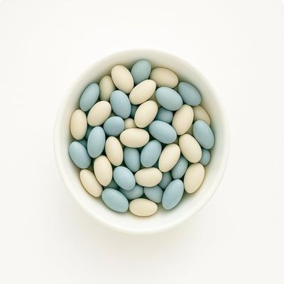 SweetGlob Jordan Almonds Party Colors Hard Candy (2 Pound, Baby Blue & White (Baby Boy))