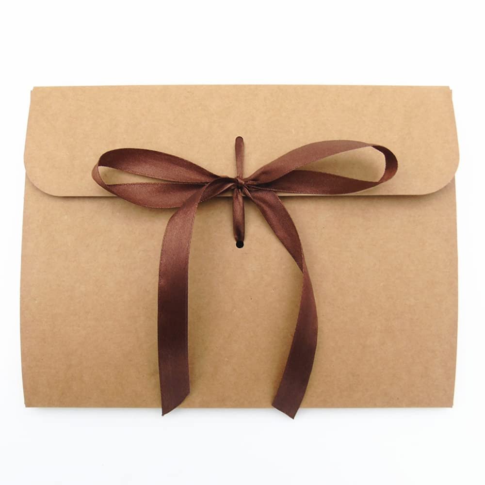 10PCS Gift Wrapping Bag for Scarves, Large Gift Envelopes Silk Scarf Shirt Present Bags Birthday Wedding Christmas Kraft Gift Bags Party Favor Gift Packing Envelopes with Ribbon