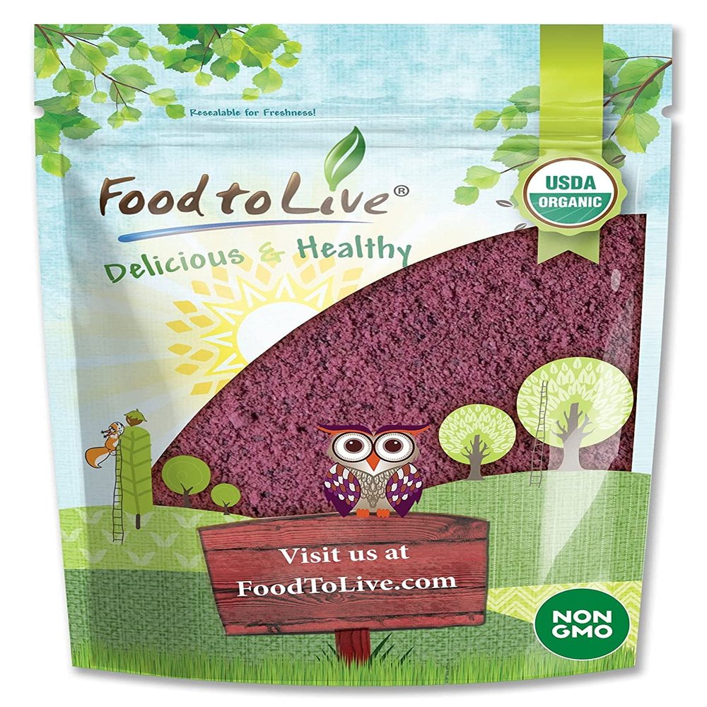 Food to Live Organic Black Elderberry Juice Powder, 6 Ounces  Non-GMO, Made from Raw Dried Berries, Unsulfured, Vegan, Bulk, Great for Baking, Smoothies, Yogurts, No Sulphites, Contains Maltodextrin