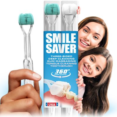 autisticare 2PK Sensory 3-Sided Toothbrush for Special Needs | New Softer Feel | Fast, Easy & Clinically Proven | Autism Spectrum Autistic Asperger Therapy Parent Caregiver Tactile Made in USA