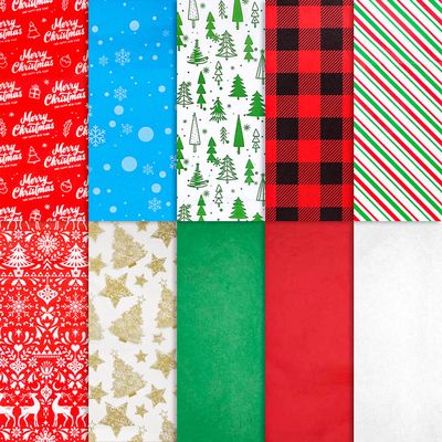 130 Sheets Christmas Tissue Paper- 20" x 20" Christmas Wrapping Paper Holiday Tissue Bulk Perfect for Gift Boxes, Xmas Gift Wrapping Bags, and Wine Bottles(10 Designs)