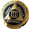 31 Year AA Medallion Elegant BlackGold Silver Plated Sobriety Chip view 1