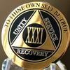 31 Year AA Medallion Elegant BlackGold Silver Plated Sobriety Chip view 3