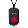OutstandLong Black Medical Alert ID Necklace Pendant for Men Women Stainless Steel Medical ID Tag Emergency Med Alert Necklace Jewelry (Autism) view 1