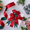 UNIQOOO 1 Roll 2.5 Inch x 30 Yards Reversible Red Green Christmas Wired Ribbon, Double Side Wired Edge Satin Silk Ribbon for Xmas Tree Dcor, Gift Wrapping Box, Bows, Wreath, Garland, Floral DIY Craft view 4