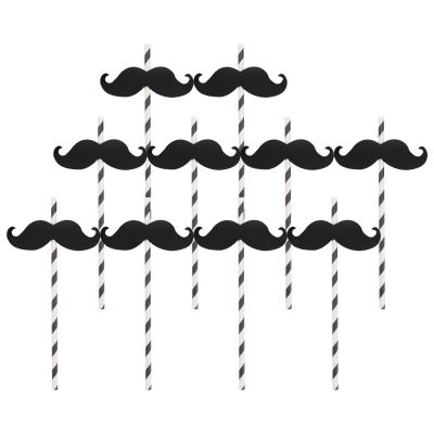 ABOOFAN Whistle Straw Mustache Paper Straw Decor 20pcs Shower or Birthday Party Striped Striped Paper Straws Drinking Straws for Wedding New Year Birthday Party Supplies Black