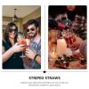 ABOOFAN Whistle Straw Mustache Paper Straw Decor 20pcs Shower or Birthday Party Striped Striped Paper Straws Drinking Straws for Wedding New Year Birthday Party Supplies Black view 3