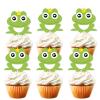 18pcs Green Glitter Frog Dessert Cupcake Topper for Rainforest Theme Decor Supplies Baby Shower Boy Girl Happy Birthday Party Decoration view 1