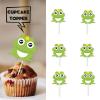 18pcs Green Glitter Frog Dessert Cupcake Topper for Rainforest Theme Decor Supplies Baby Shower Boy Girl Happy Birthday Party Decoration view 2