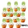 18pcs Green Glitter Frog Dessert Cupcake Topper for Rainforest Theme Decor Supplies Baby Shower Boy Girl Happy Birthday Party Decoration view 3