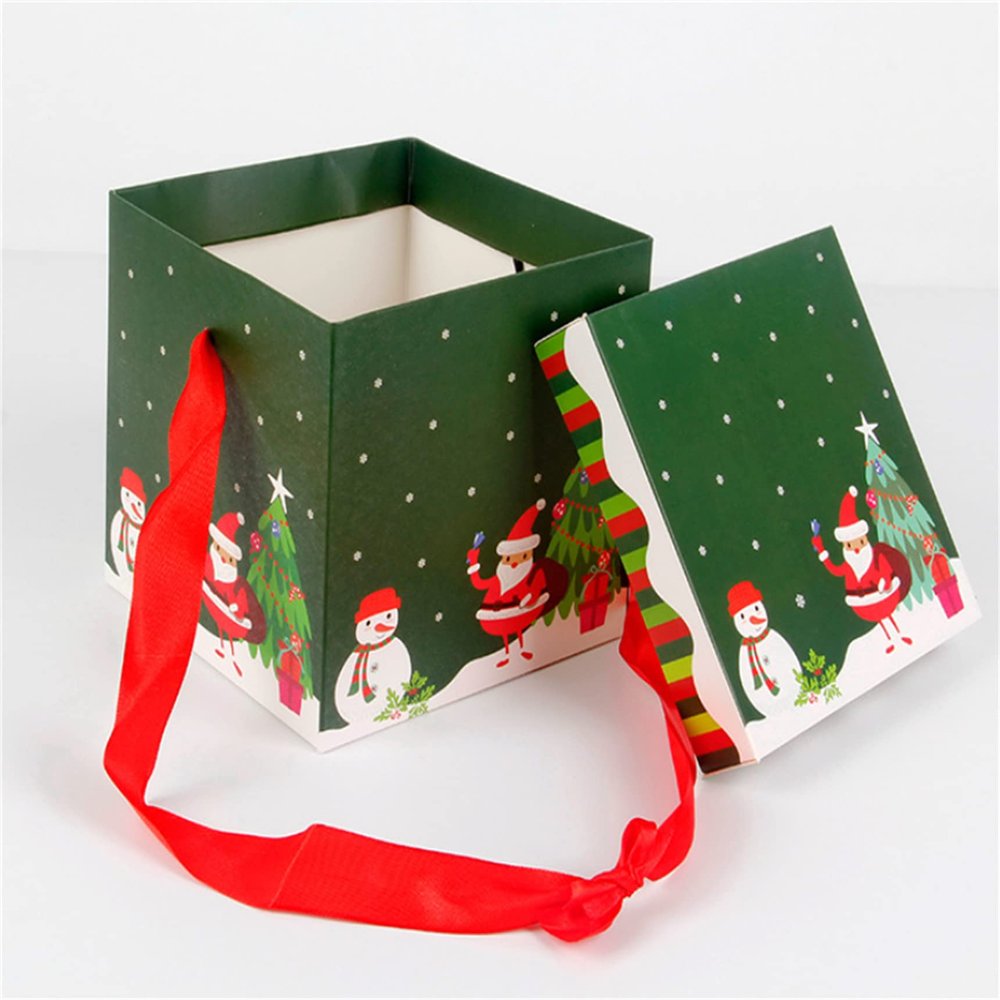 EDWOL Christmas Treat Boxes 3D Xmas Goodie Boxes Christmas Holiday Party Favor Present Supplies Candy Treat Cardboard Cookie Boxes,Green 3#