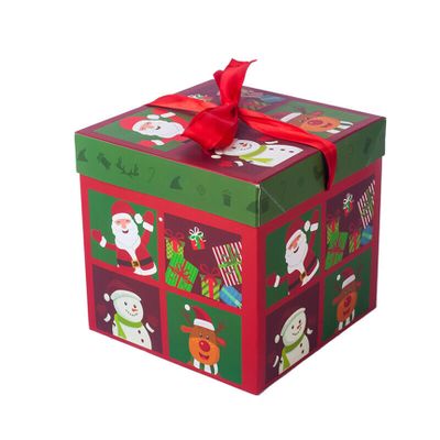 EDWOL Christmas Treat Boxes 3D Xmas Goodie Boxes Christmas Holiday Party Favor Present Supplies Candy Treat Cardboard Cookie Boxes,Red 1#