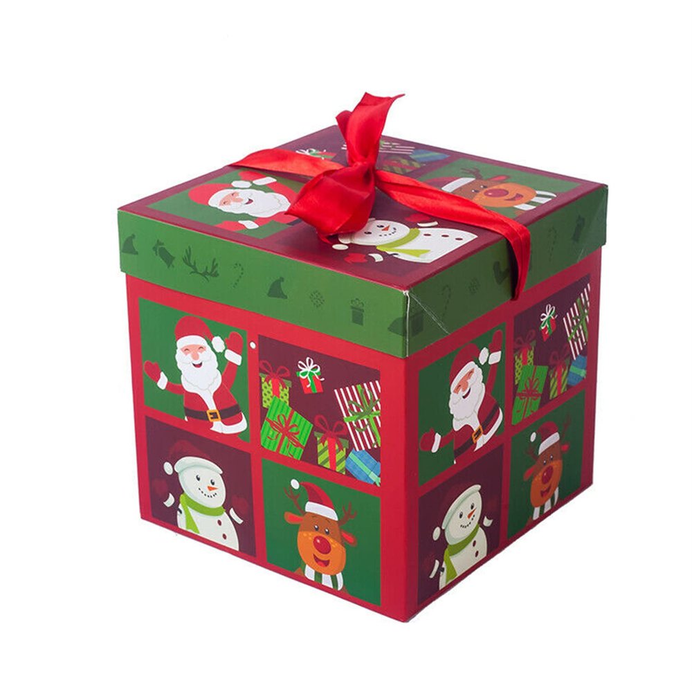 EDWOL Christmas Treat Boxes 3D Xmas Goodie Boxes Christmas Holiday Party Favor Present Supplies Candy Treat Cardboard Cookie Boxes,Red 1#