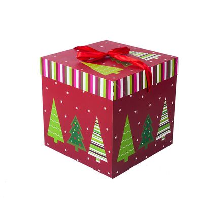 EDWOL Christmas Treat Boxes 3D Xmas Goodie Boxes Christmas Holiday Party Favor Present Supplies Candy Treat Cardboard Cookie Boxes,Red 2#