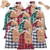 Shappy 48 Pcs Christmas Drawstring Bags Xmas Buffalo Plaid Burlap Candy Bags Linen Treat Sack Holiday Party Favor Christmas Sack Sachet with Cards and Rope(7 x 5 Inch,Black, Red, White, Green) view 1