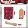 Shappy 48 Pcs Christmas Drawstring Bags Xmas Buffalo Plaid Burlap Candy Bags Linen Treat Sack Holiday Party Favor Christmas Sack Sachet with Cards and Rope(7 x 5 Inch,Black, Red, White, Green) view 3