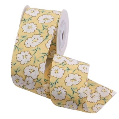 Pastoral Fresh Double-Sided Small Floral Printing Ribbon DIY Bow lace Hairpin Hair Ring Gift Packaging with Decorative Belt (Color : Yellow, Size : 40mm)
