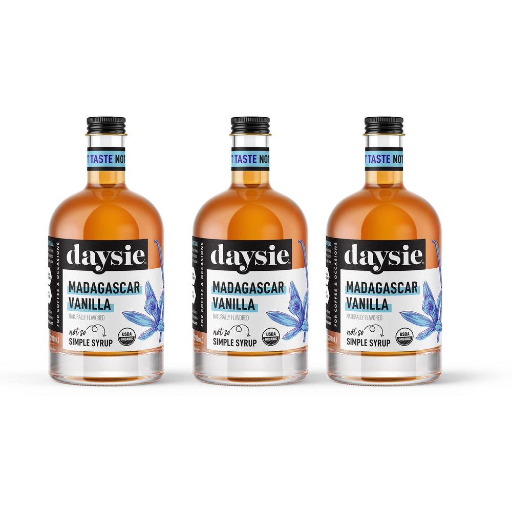 Daysie Certified Organic Madagascar Vanilla Syrup, 6.76 Fluid Ounces, Pack of 3