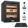 CASE ELEGANCE Luca Humidor Cabinet Stores 80-100, Cigar Humidor Box with Spanish Cedar, Glass Display, Easy Humidification System, Digital Hygrometer - Black view 1