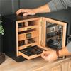 CASE ELEGANCE Luca Humidor Cabinet Stores 80-100, Cigar Humidor Box with Spanish Cedar, Glass Display, Easy Humidification System, Digital Hygrometer - Black view 2