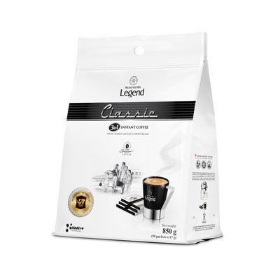 TRUNG NGUYEN LEGEND CLASSIC Premium Instant Coffee for Energy Boost by NANO+ Technology, Non-Dairy Creamer, Coffee Mix - Strong and Pure Vietnamese Instant Coffee (50 Packets/Bag)