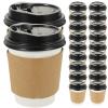 Hemoton 50sets Disposable Hot Beverage Cups Lids Thick Coffee and Tea Cups for Parties Takeout and Events Portable Design Sleeve for Easy Carrying view 1