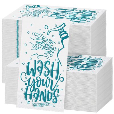 Ruisita 150 Pack Disposable Bathroom Napkins Wash Your Hands Paper Napkins Bathroom Etiquette Guest Dinner Napkins Decorative Paper Hand towels for Bathroom Wedding Birthday Anniversary, Teal Blue