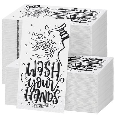 Ruisita 150 Pack Disposable Bathroom Napkins Wash Your Hands Paper Napkins Bathroom Etiquette Guest Dinner Napkins Decorative Paper Hand towels for Bathroom Wedding Birthday Anniversary, Black