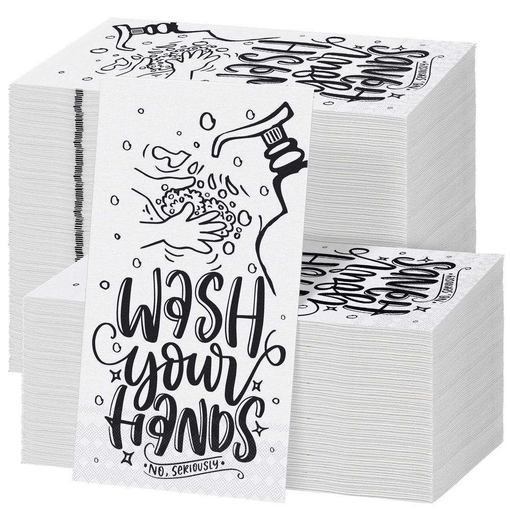 Ruisita 150 Pack Disposable Bathroom Napkins Wash Your Hands Paper Napkins Bathroom Etiquette Guest Dinner Napkins Decorative Paper Hand towels for Bathroom Wedding Birthday Anniversary, Black