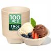 16 Oz [100 Pack] Small Disposable Paper Bowls - Heavy Duty and 100% Compostable - Natural Bagasse Biodegradable Bowls for Chili,Ice Cream,Dessert view 1