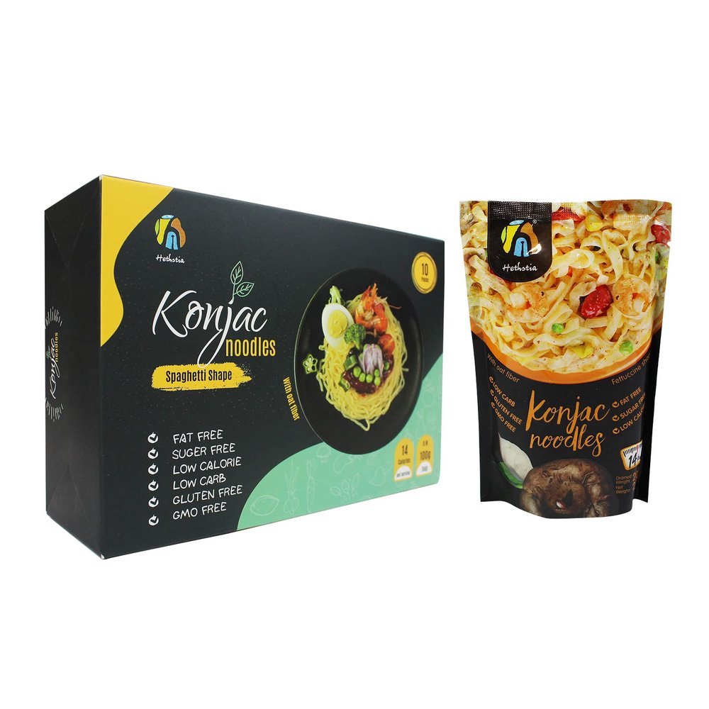 Hethstia 16-Pack Shirataki Noodle Keto Spaghetti Pasta and Konjac Fettuccine Paleo-Friendly, Sugar Free, Gluten-Free, Low Calorie and Vegan