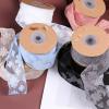 Water Ripple Hollow Jacquard Embroidery Ribbon DIY Bow Head Flower Hair Accessories Bouquet Gift Packaging lace Ribbon (Color : White, Size : 25mm) view 3