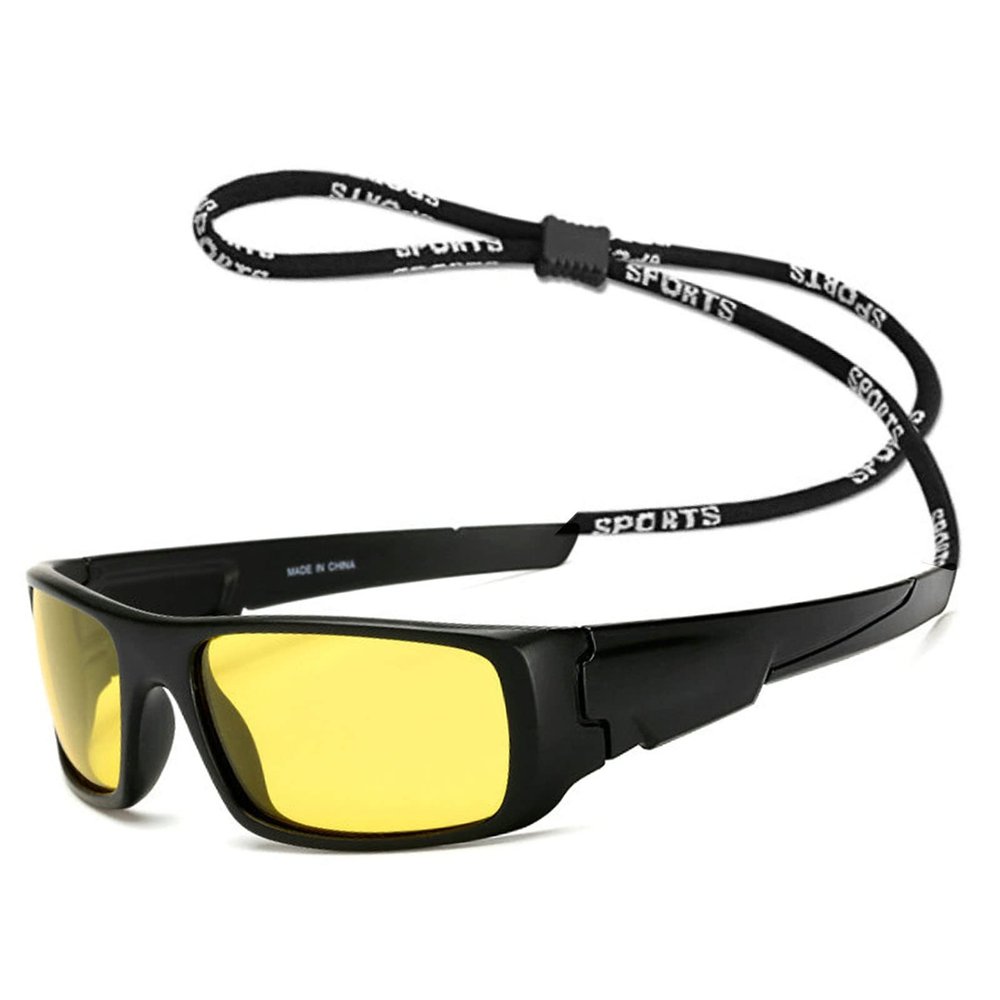 Mens Night Vision Sports Polarized full lens Reader Sunglasses Wraparound Man Driving Reading Glasses Anti-Glare goggles (black yellow, 2, multiplier_x)
