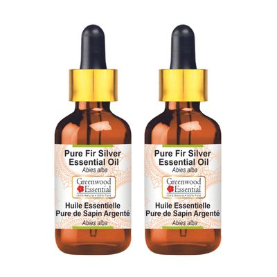 Greenwood Essential Pure Fir Silver Essential Oil (Abies alba) with Glass Dropper Steam Distilled (Pack of Two) 100ml X 2 (6.76 oz)