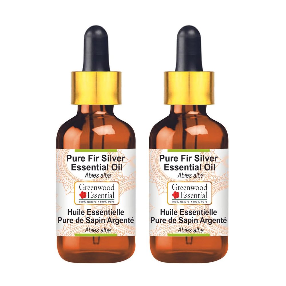 Greenwood Essential Pure Fir Silver Essential Oil (Abies alba) with Glass Dropper Steam Distilled (Pack of Two) 100ml X 2 (6.76 oz)
