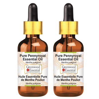 Greenwood Essential Pure Pennyroyal Essential Oil (Mentha pulegium) with Glass Dropper Steam Distilled (Pack of Two) 100ml X 2 (6.76 oz)