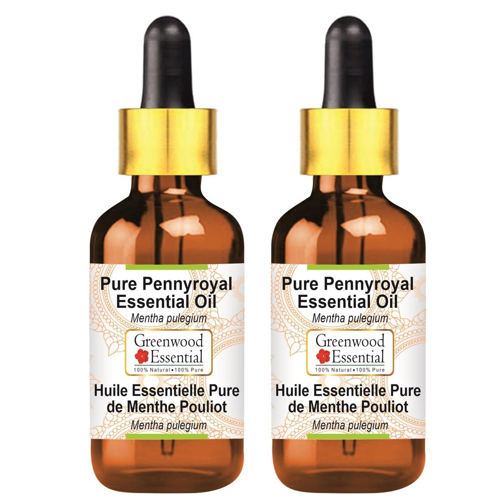 Greenwood Essential Pure Pennyroyal Essential Oil (Mentha pulegium) with Glass Dropper Steam Distilled (Pack of Two) 100ml X 2 (6.76 oz)