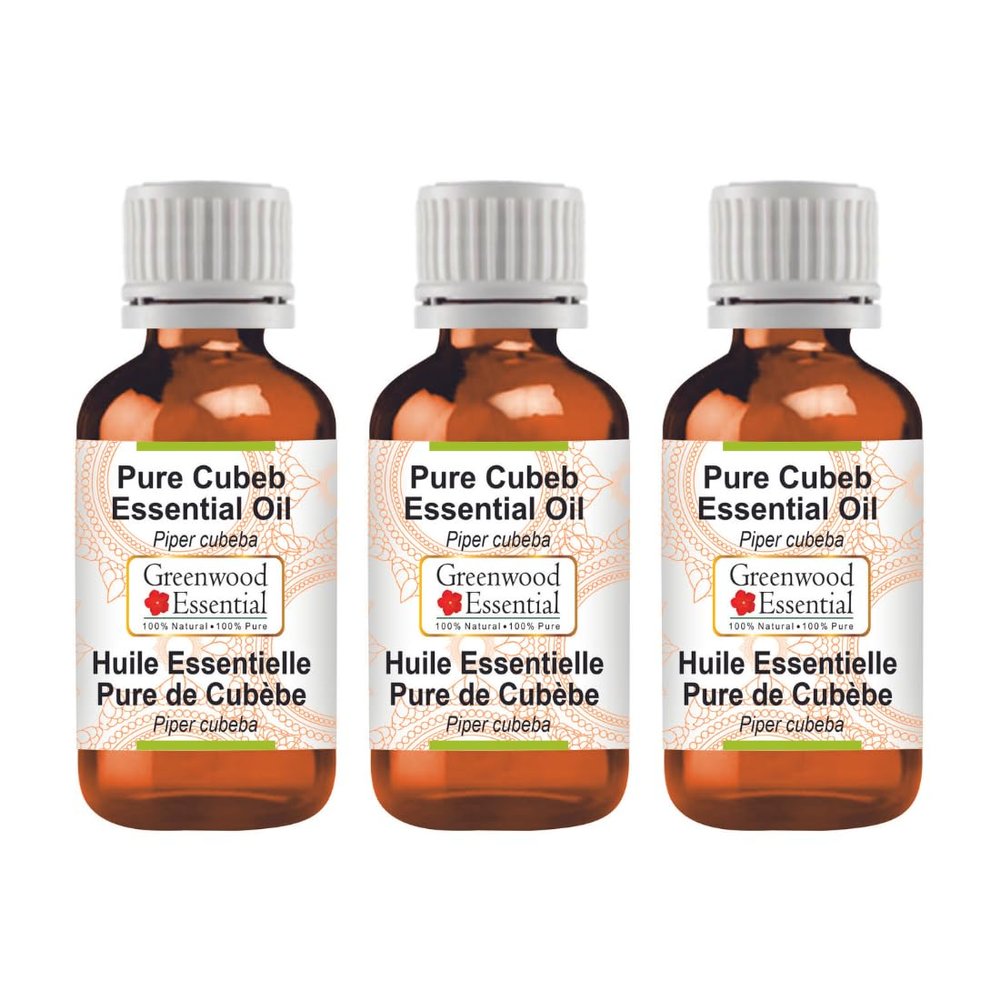 Greenwood Essential Pure Cubeb Essential Oil (Piper cubeba) Steam Distilled (Pack of Three) 100ml X 3 (10 oz)