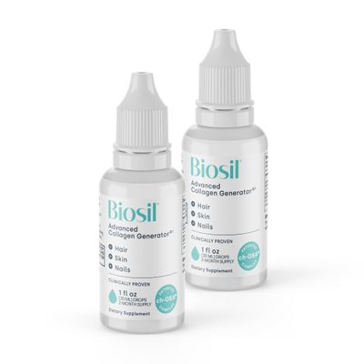 Biosil Collagen Booster Supplement - 1 fl oz Drops, Pack of 2 - Patented ch-OSA Activator for Skin, Hair, Nails & Joints - Supports Natural Production - 120-Day Supply