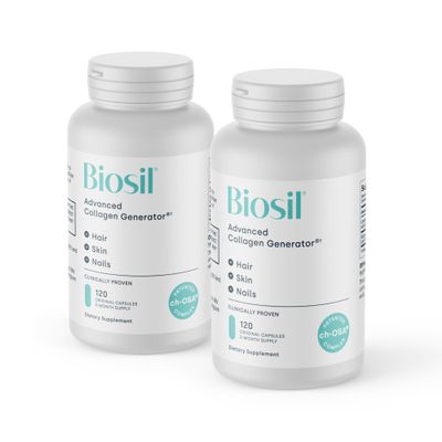 Biosil Collagen Booster Supplement - 120 Original Capsules, Pack of 2 - Patented ch-OSA Activator for Skin, Hair, Nails & Joints - Supports Natural Production - 120-Day Supply