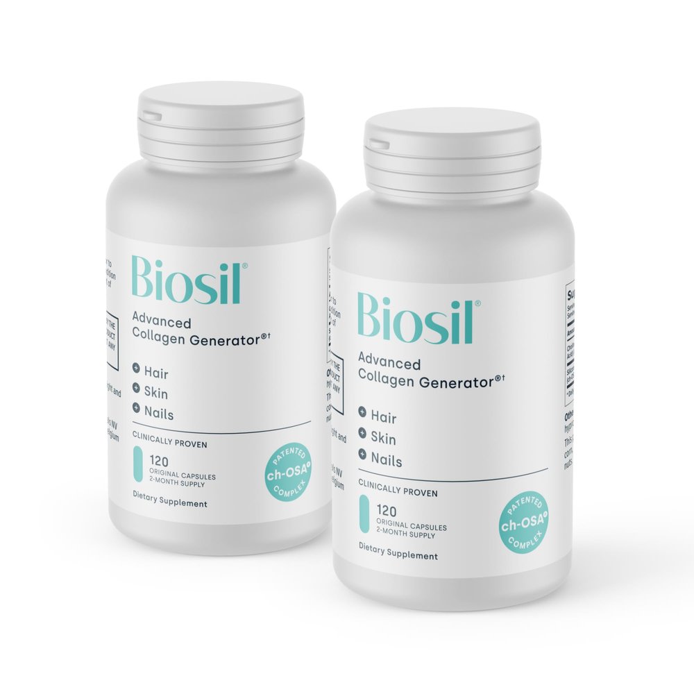 Biosil Collagen Booster Supplement - 120 Original Capsules, Pack of 2 - Patented ch-OSA Activator for Skin, Hair, Nails & Joints - Supports Natural Production - 120-Day Supply