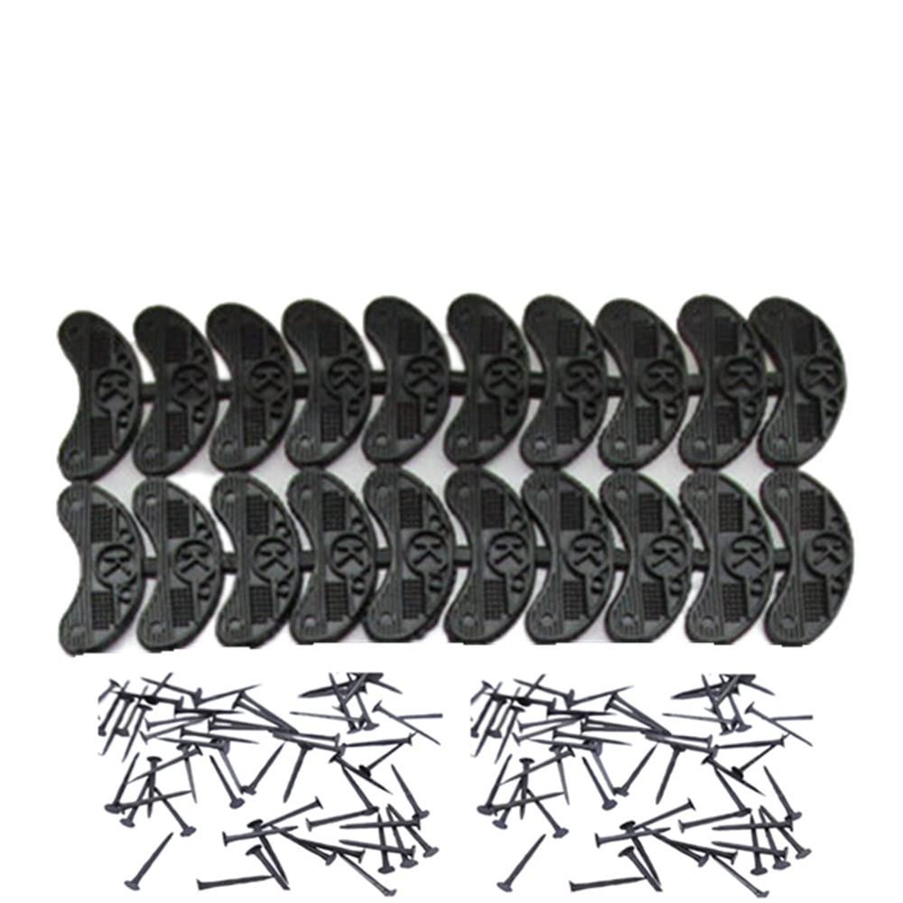 20 pcs Heel Plates Shoe Heel Taps Rubber Tips Sole Heel Repair Pad Replacement with Nails, Middle Black