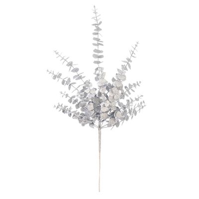 Vickerman 28" Silver Artificial Eucalyptus Glitter Spray - 2 per Bag - Reliable and Durable - Flower Assortment Addition - Lifelike Leaves - Faux Silver Spray