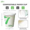 8 oz Compostable Paper Cups with White Flat Lids - Biodegradable Disposable White Paper Coffee Cups PLA Lined - Eco-friendly Hot and Cold Drinking Cups (400) view 3