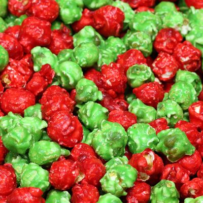 Holiday Red & Green Popcorn by It's Delish, 8 Oz Bulk Bag | Bulk Gourmet Air Popped Pop Corn Snack - Fruity Christmas Themed Candy Confetti | Parties, Buffet, Events  Gluten Free, Vegan, Kosher