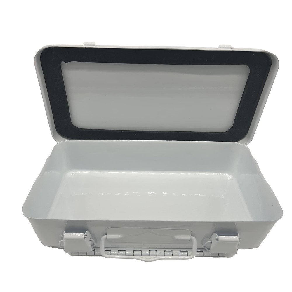 Rapid Care White Metal Empty First Aid Kit Box, 7-1/2'' L x 4-1/2'' W x 2-3/8'' H, 1.32 pounds