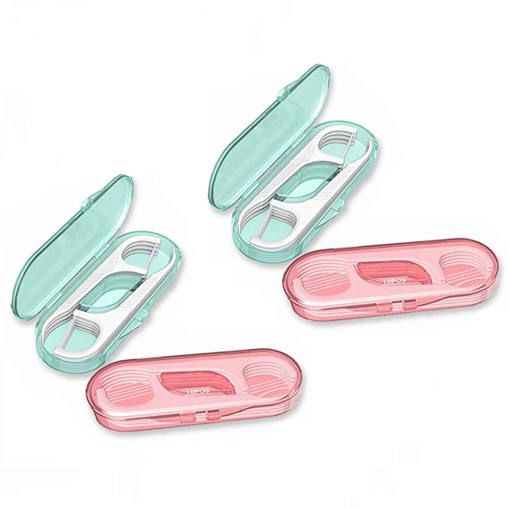 High Toughness Professional Toothpicks Sticks Dental Floss Picks 40 Picks Threader Flosser with 4 Storage Cases, flossing for Family,Hotel,Travel